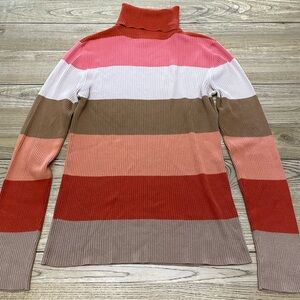 New York & Company Multicolor Striped Turtleneck Sweater